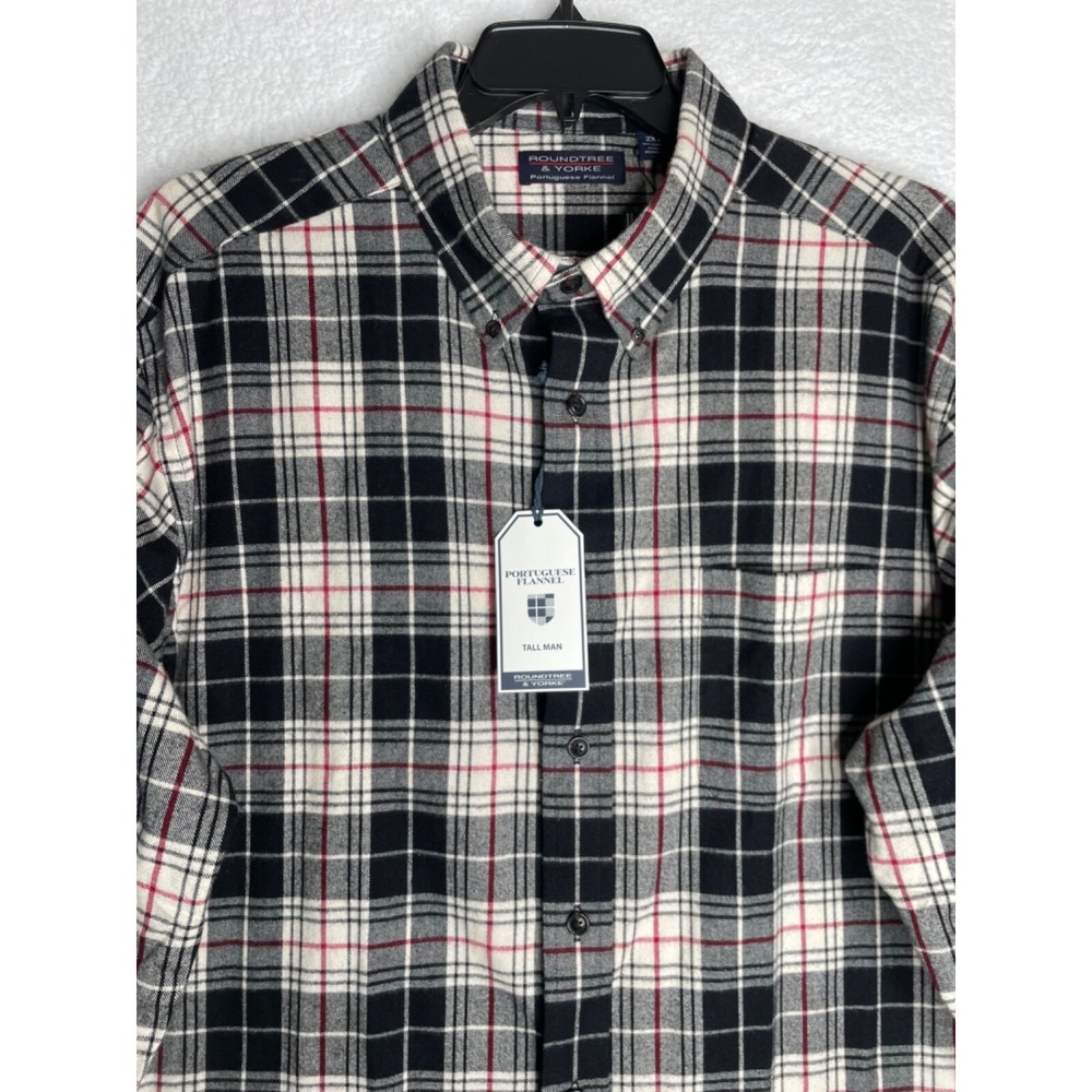 Roundtree & Yorke 2XT Portugese Flannel Black Plaid 100% Cotton NWT